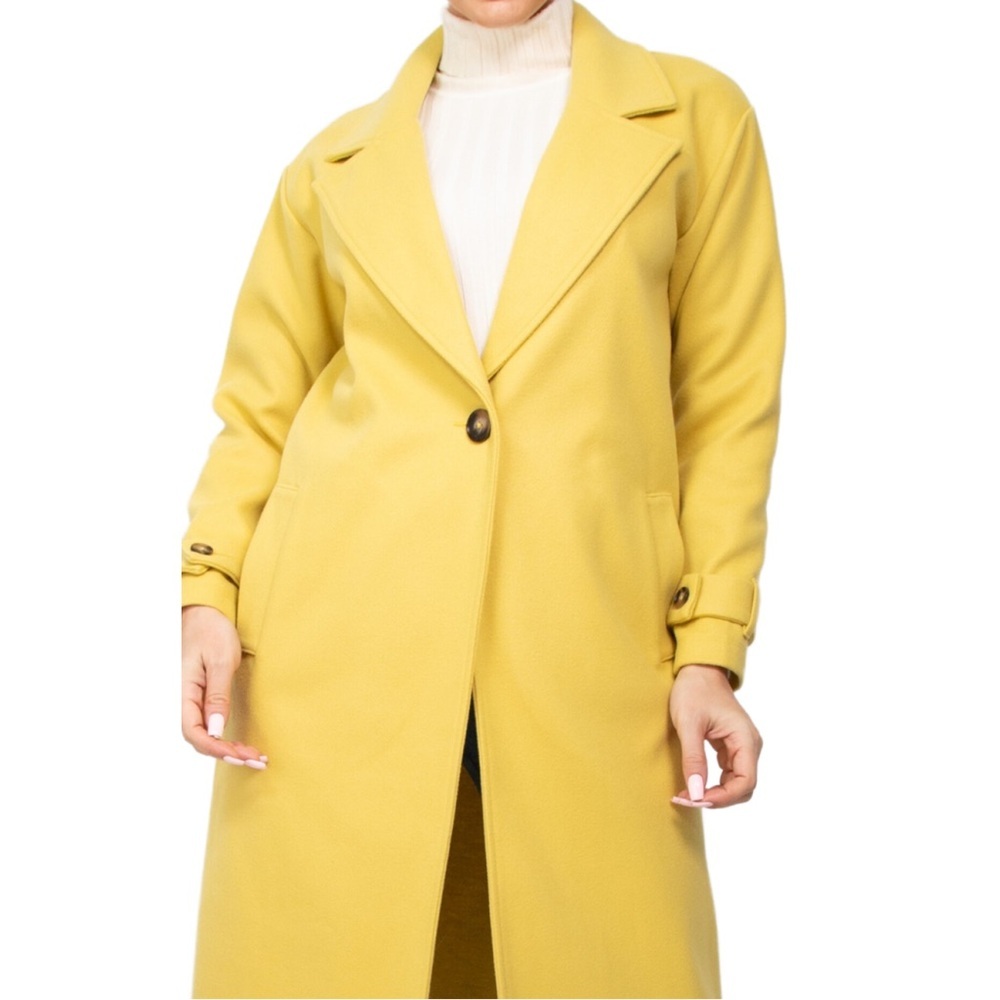 Yellow Collared Pocketed Coat - Large - Picture 4 of 6